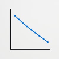 A simple, clean line graph on a white textured background showing a steady downward trend in blue, symbolizing consistent weight loss or progress over time.