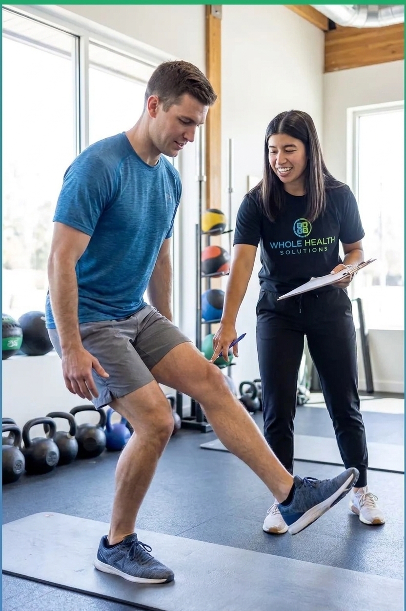  Patient receiving lower extremity manual therapy from a physical therapist at a sports performance clinic in Shirley, MA