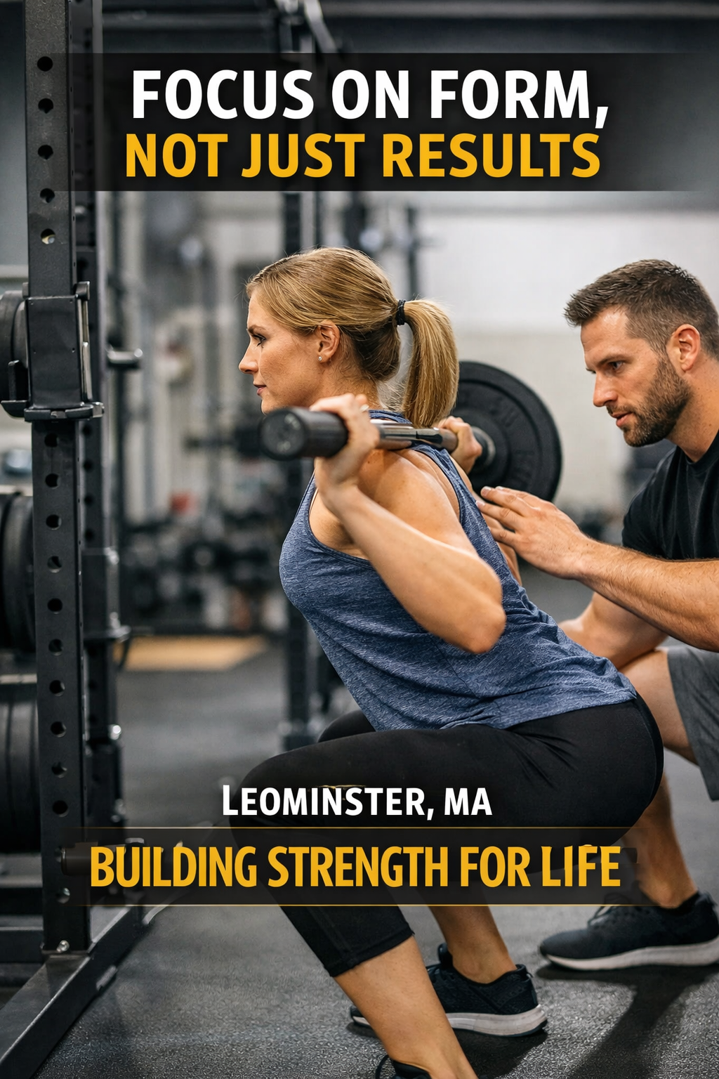 Strength training coaching session focused on proper form in Leominster MA gym